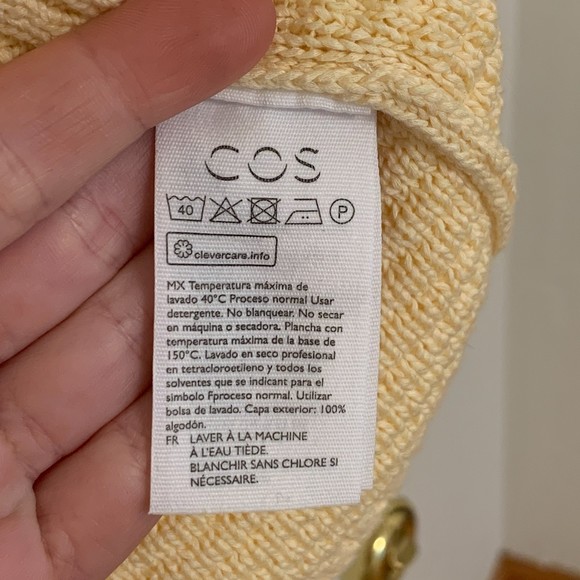 COS yellow short sleeve cropped woven sweater 100% cotton - Picture 7 of 7